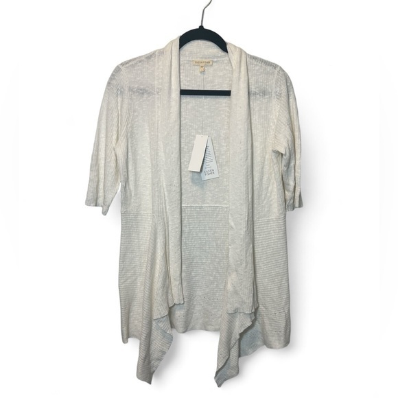 Eileen Fisher Women Small Linen Cotton Open Luxury‎ Cardigan w/ Peplum Back - Picture 1 of 5